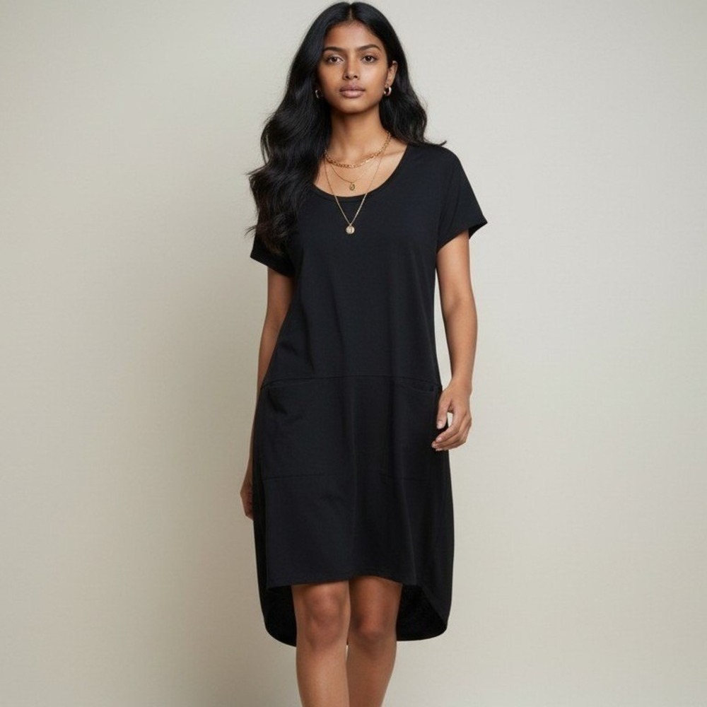 Dolan Left Coast Collection Black Shift Dress Pockets High-Low Medium
